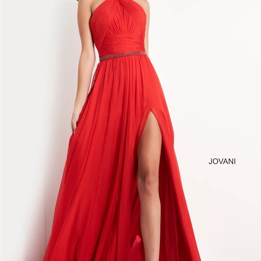 Jovani yellow Halter Prom Dress